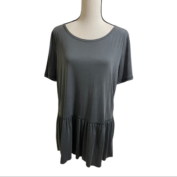 Mote modal cotton peplum style tie in back blouse. Size X-Large grey. - Picture 1 of 9